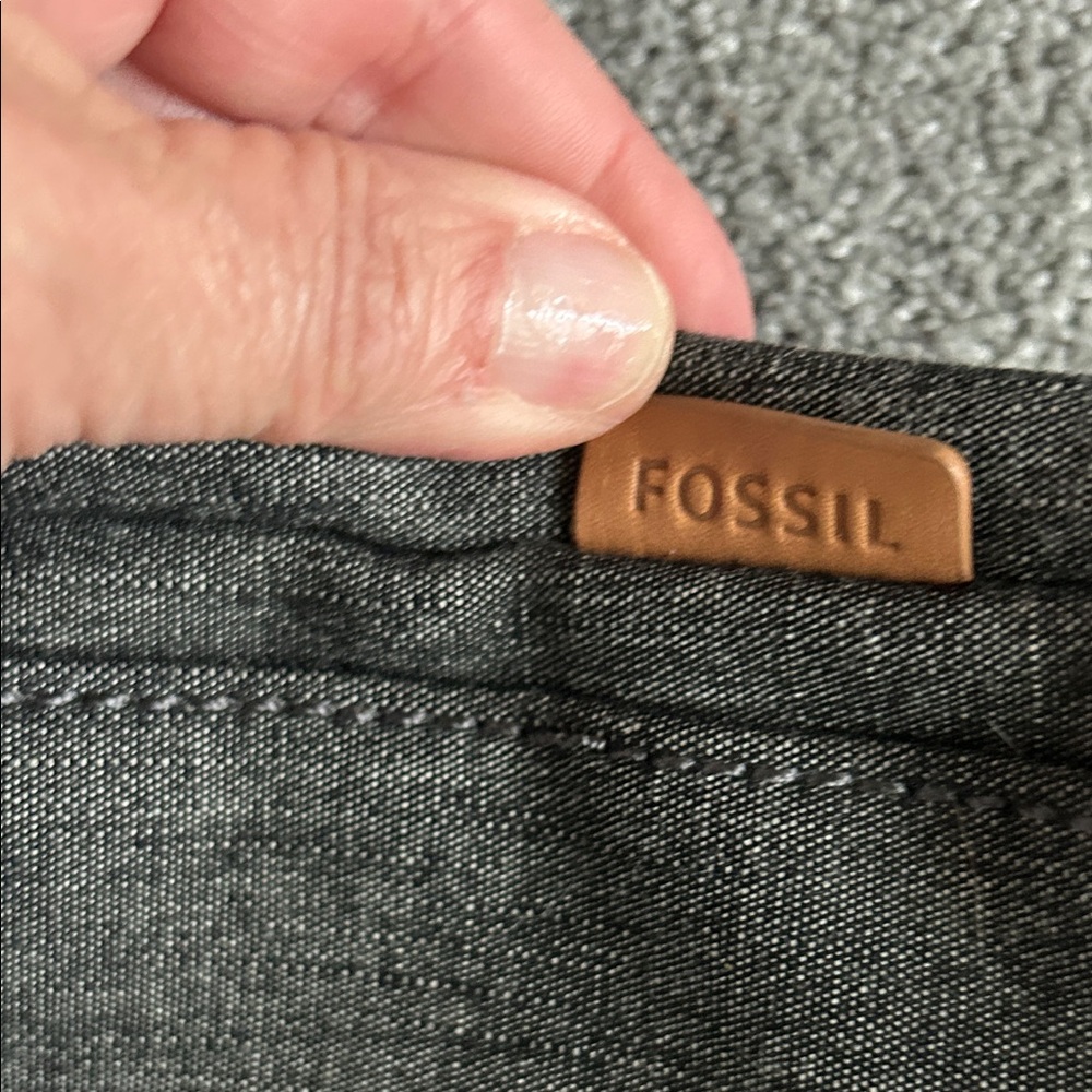 EUC Fossil Gray and Tan Messenger Bag holds laptop. - Picture 8 of 16